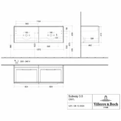 Villeroy & Boch Subway 3.0 Badmöbel-Set 130 Cm Mit Beleuchtung, 2 Auszüge, Doppelwaschtisch -Badezimmer Verkaufs-Shop villeroy boch alle kollektionen subway 3 10406048