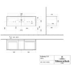 Villeroy & Boch Subway 3.0 Badmöbel-Set 130 Cm Mit Beleuchtung, Griff Volcano Black, 2 Auszüge -Badezimmer Verkaufs-Shop villeroy boch alle kollektionen subway 3 10407992