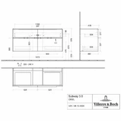 Villeroy & Boch Subway 3.0 Badmöbel-Set 130 Cm Mit Beleuchtung, Griff In Möbelfarbe, 4 Auszüge -Badezimmer Verkaufs-Shop villeroy boch alle kollektionen subway 3 10408802