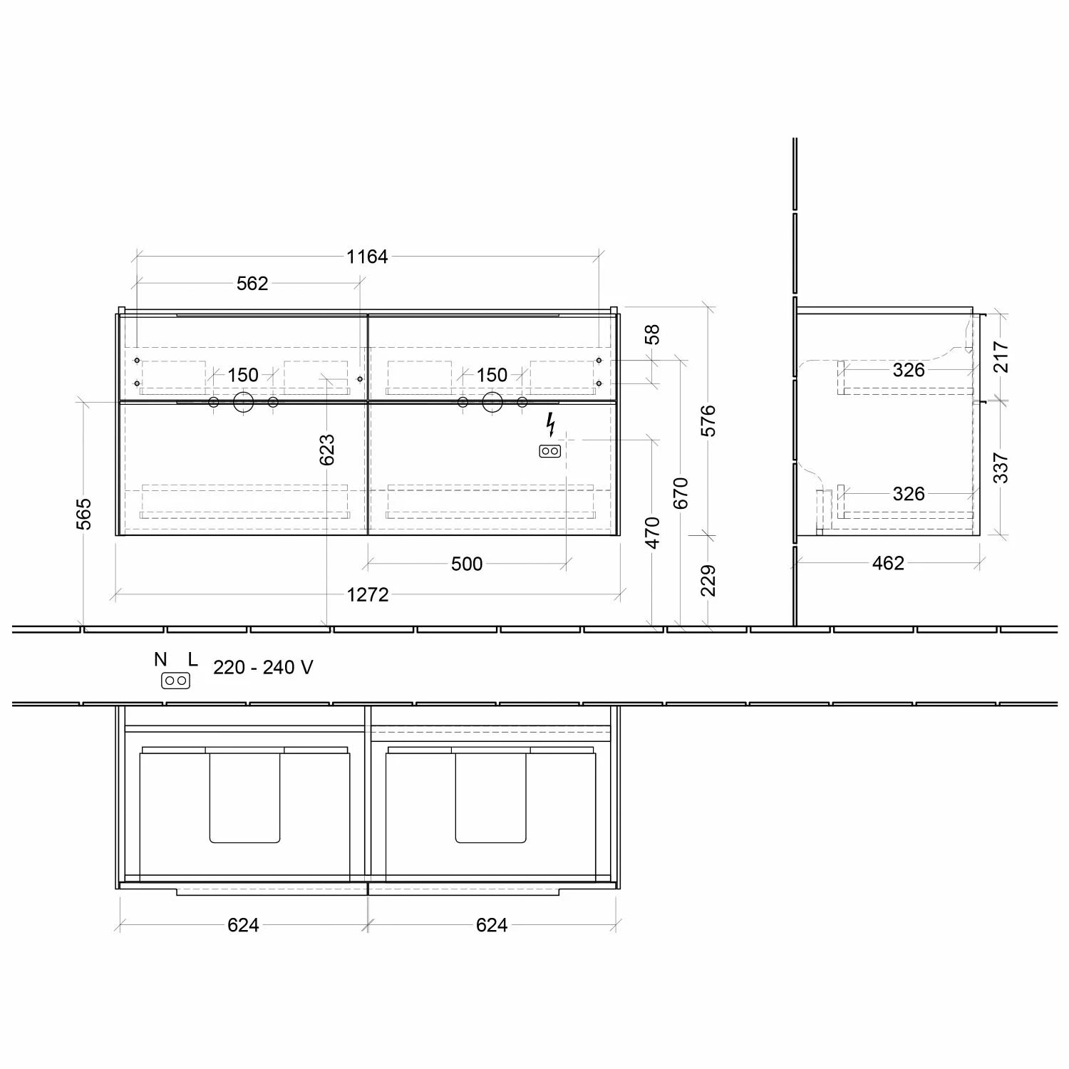 Villeroy & Boch Subway 3.0 Möbelset Mit 4 Auszüge, Mit Spiegelschrank, 130 Cm 6 Villeroy & Boch Subway 3.0 Möbelset Mit 4 Auszüge, Mit Spiegelschrank, 130 Cm – Bild 4