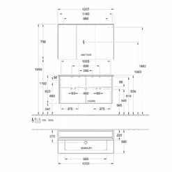 Villeroy & Boch Finero Waschtischunterschrank 120 Cm Mit Waschtisch Und Spiegelschrank, 4 Auszüge -Badezimmer Verkaufs-Shop villeroy boch badmoebel finero waschtischunterschrank mit 6155275
