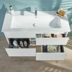 Villeroy & Boch Finero Waschtischunterschrank 120 Cm Mit Waschtisch Und Spiegelschrank, 4 Auszüge -Badezimmer Verkaufs-Shop villeroy boch badmoebel finero waschtischunterschrank mit 6155659